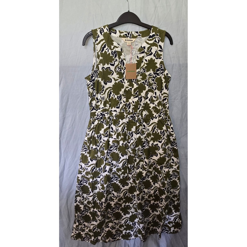 Boden Green Floral Cotton Jersey Sleeveless Dress D1634 US 4R NWT
